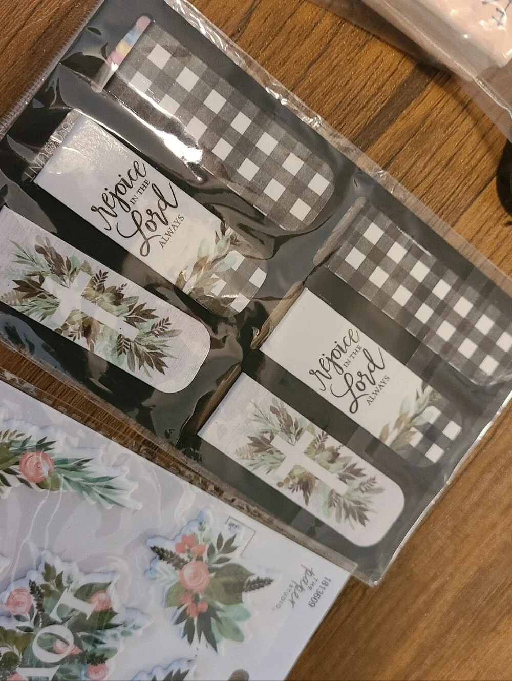 Floral Bookmark & Sticker Set - Pink Green Botanical Designs